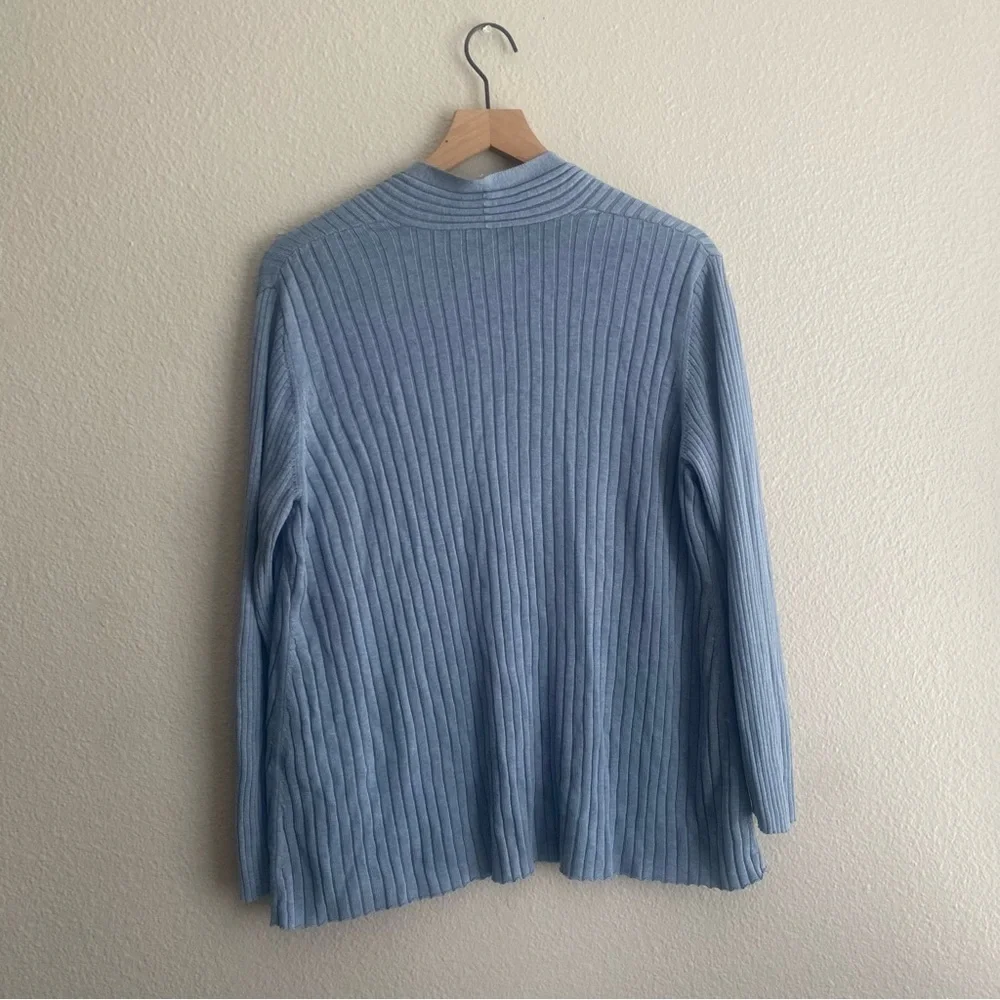 Eileen Fisher Blue Cardigan  Silk Cotton Tencel blend L/G - Picture 4 of 6